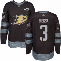 Mens Adidas Anaheim Ducks 3 Kevin Bieksa Authentic Black 1917 2017 100th Anniversary NHL Jersey 