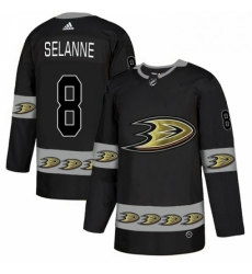 Mens Adidas Anaheim Ducks 8 Teemu Selanne Premier Black Team Logo Fashion NHL Jersey 