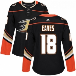 Womens Adidas Anaheim Ducks 18 Patrick Eaves Authentic Black Home NHL Jersey 