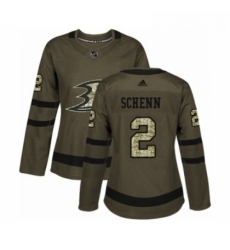 Womens Adidas Anaheim Ducks 2 Luke Schenn Authentic Green Salute to Service NHL Jersey 