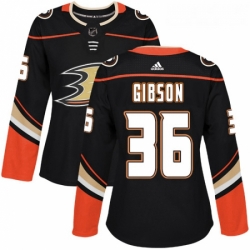 Womens Adidas Anaheim Ducks 36 John Gibson Authentic Black Home NHL Jersey 