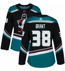 Womens Adidas Anaheim Ducks 38 Derek Grant Authentic Black Teal Third NHL Jersey 