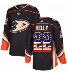 Youth Adidas Anaheim Ducks 22 Chris Kelly Authentic Black USA Flag Fashion NHL Jerse