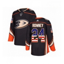 Youth Adidas Anaheim Ducks 24 Carter Rowney Authentic Black USA Flag Fashion NHL Jersey 