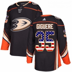 Youth Adidas Anaheim Ducks 35 Jean Sebastien Giguere Authentic Black USA Flag Fashion NHL Jersey 