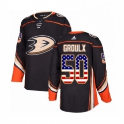 Youth Adidas Anaheim Ducks 50 Benoit Olivier Groulx Authentic Black USA Flag Fashion NHL Jersey 