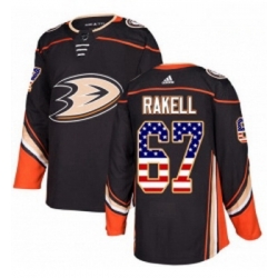 Youth Adidas Anaheim Ducks 67 Rickard Rakell Authentic Black USA Flag Fashion NHL Jersey 