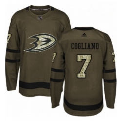 Youth Adidas Anaheim Ducks 7 Andrew Cogliano Authentic Green Salute to Service NHL Jersey 