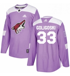 Mens Adidas Arizona Coyotes 33 Alex Goligoski Authentic Purple Fights Cancer Practice NHL Jersey 