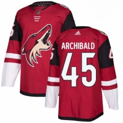 Mens Adidas Arizona Coyotes 45 Josh Archibald Authentic Burgundy Red Home NHL Jersey 