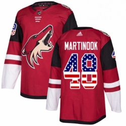 Mens Adidas Arizona Coyotes 48 Jordan Martinook Authentic Red USA Flag Fashion NHL Jersey 