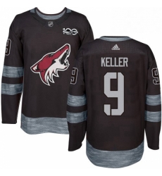 Mens Adidas Arizona Coyotes 9 Clayton Keller Premier Black 1917 2017 100th Anniversary NHL Jersey 