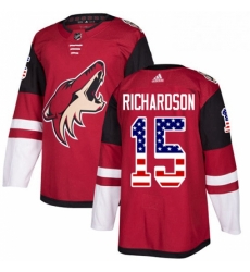 Youth Adidas Arizona Coyotes 15 Brad Richardson Authentic Red USA Flag Fashion NHL Jersey 