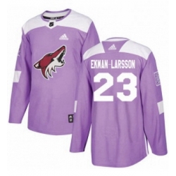 Youth Adidas Arizona Coyotes 23 Oliver Ekman Larsson Authentic Purple Fights Cancer Practice NHL Jersey 