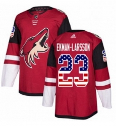 Youth Adidas Arizona Coyotes 23 Oliver Ekman Larsson Authentic Red USA Flag Fashion NHL Jersey 