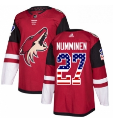 Youth Adidas Arizona Coyotes 27 Teppo Numminen Authentic Red USA Flag Fashion NHL Jersey 