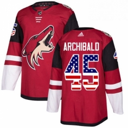 Youth Adidas Arizona Coyotes 45 Josh Archibald Authentic Red USA Flag Fashion NHL Jersey 