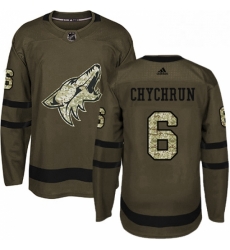 Youth Adidas Arizona Coyotes 6 Jakob Chychrun Premier Green Salute to Service NHL Jersey 