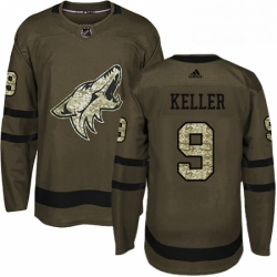 Youth Adidas Arizona Coyotes 9 Clayton Keller Premier Green Salute to Service NHL Jersey 