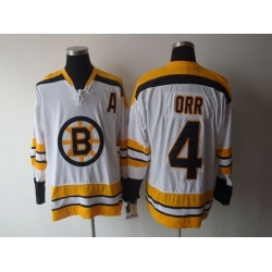 Bruins #4 Bobby Orr CCM Throwback White Stitched NHL Jersey