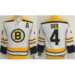 Bruins #4 Bobby Orr White CCM Youth Stitched NHL Jersey