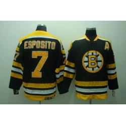 Bruins #7 Phil Esposito Stitched Black CCM Throwback NHL Jersey