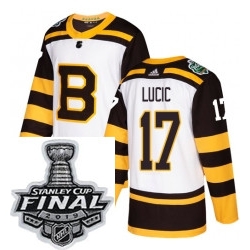 Mens Adidas Boston Bruins 17 Milan Lucic Authentic White 2019 Winter Classic NHL Jersey