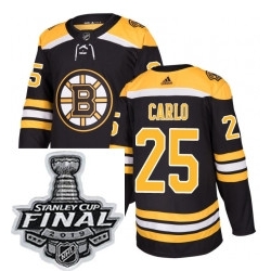 Mens Adidas Boston Bruins 25 Brandon Carlo Authentic Black Home NHL Jersey