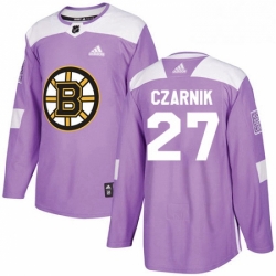 Mens Adidas Boston Bruins 27 Austin Czarnik Authentic Purple Fights Cancer Practice NHL Jersey 