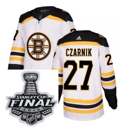 Mens Adidas Boston Bruins 27 Austin Czarnik Authentic White Away NHL Jersey