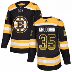 Mens Adidas Boston Bruins 35 Anton Khudobin Authentic Black Drift Fashion NHL Jersey 