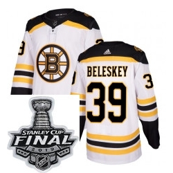 Mens Adidas Boston Bruins 39 Matt Beleskey Authentic White Away NHL Jersey