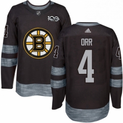 Mens Adidas Boston Bruins 4 Bobby Orr Authentic Black 1917 2017 100th Anniversary NHL Jersey 