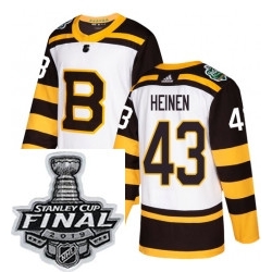 Mens Adidas Boston Bruins 43 Danton Heinen Authentic White 2019 Winter Classic NHL Jersey