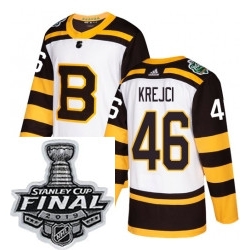 Mens Adidas Boston Bruins 46 David Krejci Authentic White 2019 Winter Classic NHL Jersey