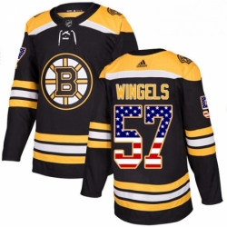 Mens Adidas Boston Bruins 57 Tommy Wingels Authentic Black USA Flag Fashion NHL Jersey 