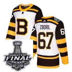 Mens Adidas Boston Bruins 67 Jakub Zboril Authentic White 2019 Winter Classic NHL Jersey