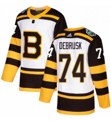 Mens Adidas Boston Bruins 74 Jake DeBrusk Authentic White 2019 Winter Classic NHL Jersey 