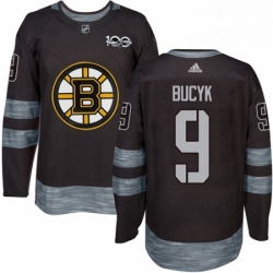 Mens Adidas Boston Bruins 9 Johnny Bucyk Premier Black 1917 2017 100th Anniversary NHL Jersey 