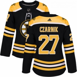 Womens Adidas Boston Bruins 27 Austin Czarnik Authentic Black Home NHL Jersey 