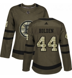 Womens Adidas Boston Bruins 44 Nick Holden Authentic Green Salute to Service NHL Jersey 