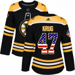 Womens Adidas Boston Bruins 47 Torey Krug Authentic Black USA Flag Fashion NHL Jersey 