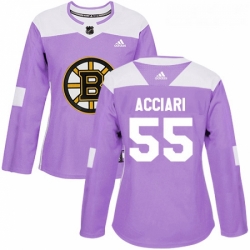 Womens Adidas Boston Bruins 55 Noel Acciari Authentic Purple Fights Cancer Practice NHL Jersey 