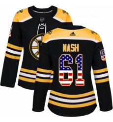 Womens Adidas Boston Bruins 61 Rick Nash Authentic Black USA Flag Fashion NHL Jersey 