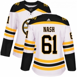 Womens Adidas Boston Bruins 61 Rick Nash Authentic White Away NHL Jersey 