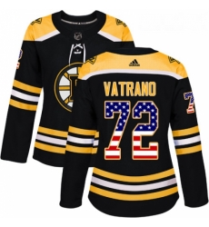 Womens Adidas Boston Bruins 72 Frank Vatrano Authentic Black USA Flag Fashion NHL Jersey 