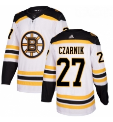 Youth Adidas Boston Bruins 27 Austin Czarnik Authentic White Away NHL Jersey 