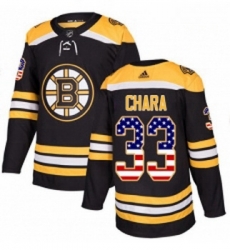 Youth Adidas Boston Bruins 33 Zdeno Chara Authentic Black USA Flag Fashion NHL Jersey 