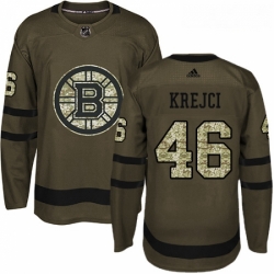 Youth Adidas Boston Bruins 46 David Krejci Authentic Green Salute to Service NHL Jersey 