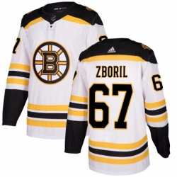 Youth Adidas Boston Bruins 67 Jakub Zboril Authentic White Away NHL Jersey 